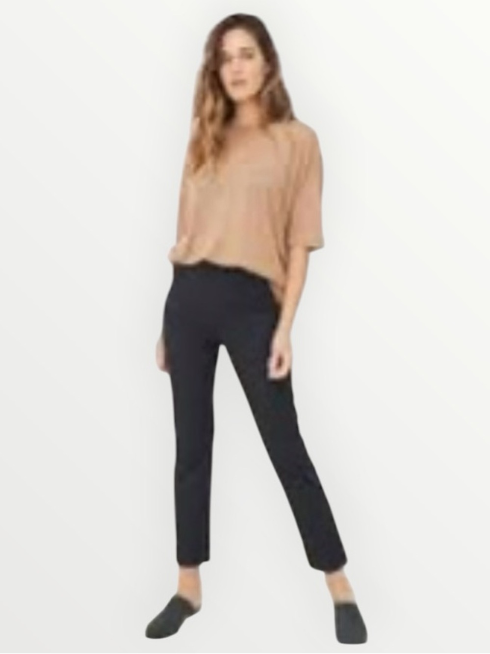 JENNI KAYNE Slim Trouser Black Cropped Straight-Leg Pants Classic Timeless 6 NWT